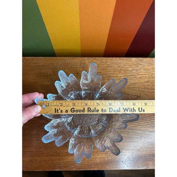 Vintage Pukeberg Sweden Centerpiece Bowl Glasbruk, Textured Art Glass Dish clear - Picture 6 of 7